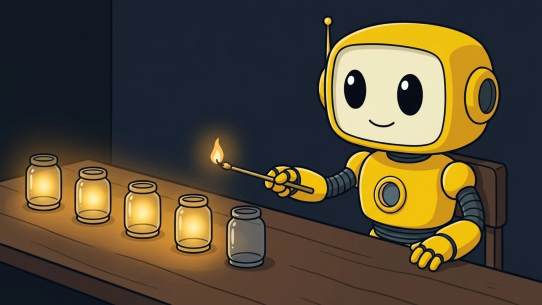 TMAI mascot lighting the last of five lanterns, a simple picture of the signals behind the next crypto bull run