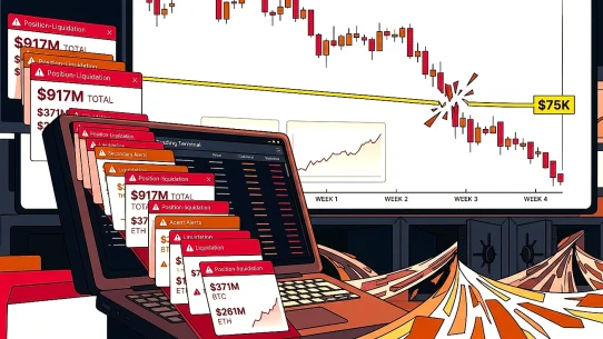 Bitcoin Dives Below $75K for First Time in a Month as Crypto Liquidations Near $1 Billion