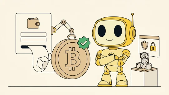 Consistent Token Metrics TMAI mascot illustration for Best Bitcoin Casinos