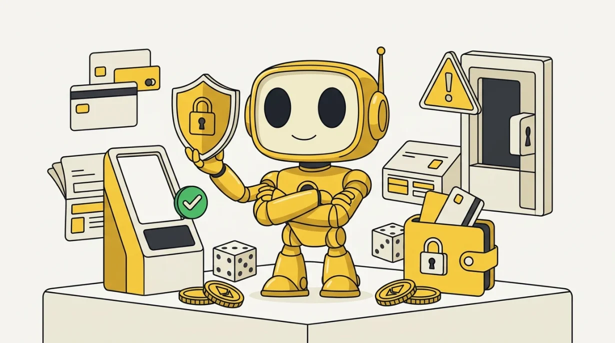 Consistent Token Metrics TMAI mascot illustration for No-KYC Crypto Casinos