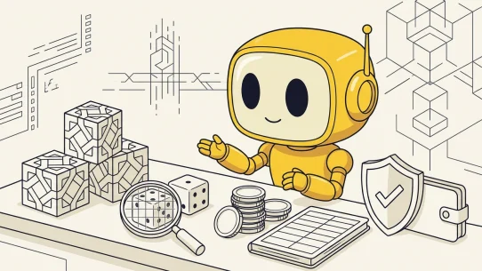 Consistent Token Metrics TMAI mascot illustration for Provably Fair Casinos