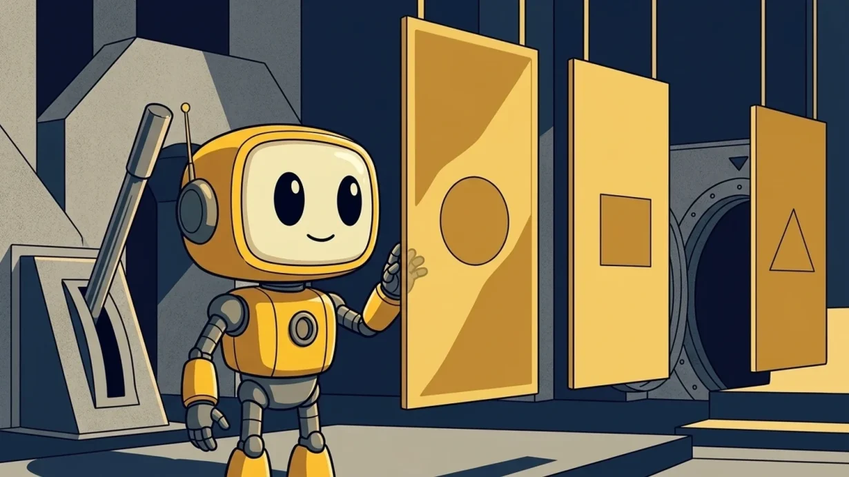 Token Metrics line-art TMAI mascot reviewing crypto trading strategies, signals, and risk controls