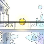 Illustration of a bridge connecting traditional stock-market architecture to onchain token infrastructure