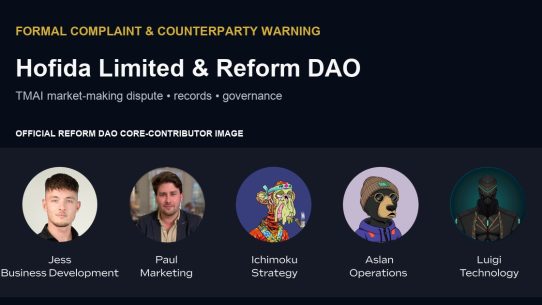Formal complaint and counterparty warning for Hofida Limited and Reform DAO with official Reform core-contributor image