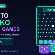 Illustration of a Plinko board and dice for a guide to USDT and SOL crypto casino games